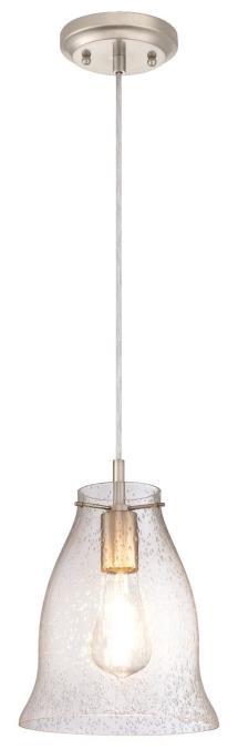 Mini Pendant Brushed Nickel Finish Clear Seeded Glass
