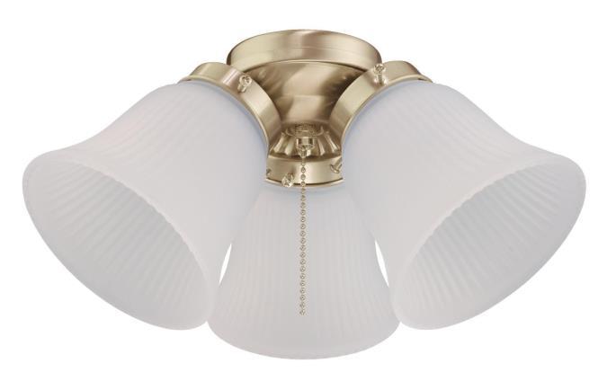 LED Cluster Ceiling Fan Light Kit Polished Brass Finish Frosted Ribbed Glass