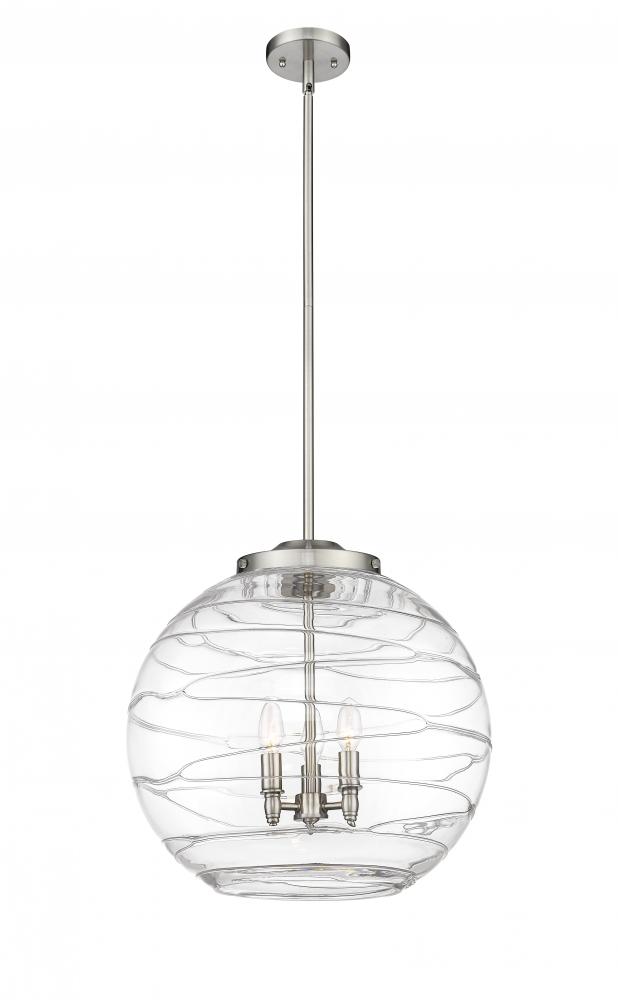 Athens Deco Swirl - 3 Light - 18 inch - Brushed Satin Nickel - Cord hung - Pendant