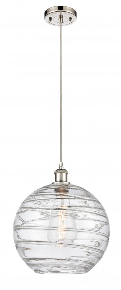 Athens Deco Swirl - 1 Light - 12 inch - Polished Nickel - Cord hung - Mini Pendant