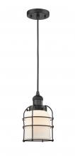 Innovations Lighting 201C-BK-G51-CE-LED - Bell Cage - 1 Light - 6 inch - Matte Black - Cord hung - Mini Pendant