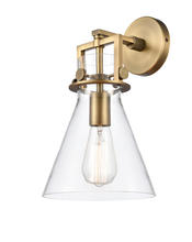Innovations Lighting 411-1W-BB-8CL-LED - Newton Cone - 1 Light - 8 inch - Brushed Brass - Sconce