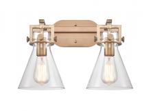Innovations Lighting 411-2W-BB-7CL-LED - Newton Cone - 2 Light - 17 inch - Brushed Brass - Bath Vanity Light