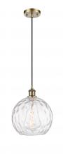 Innovations Lighting 516-1P-AB-G1215-10-LED - Athens Water Glass - 1 Light - 10 inch - Antique Brass - Cord hung - Mini Pendant