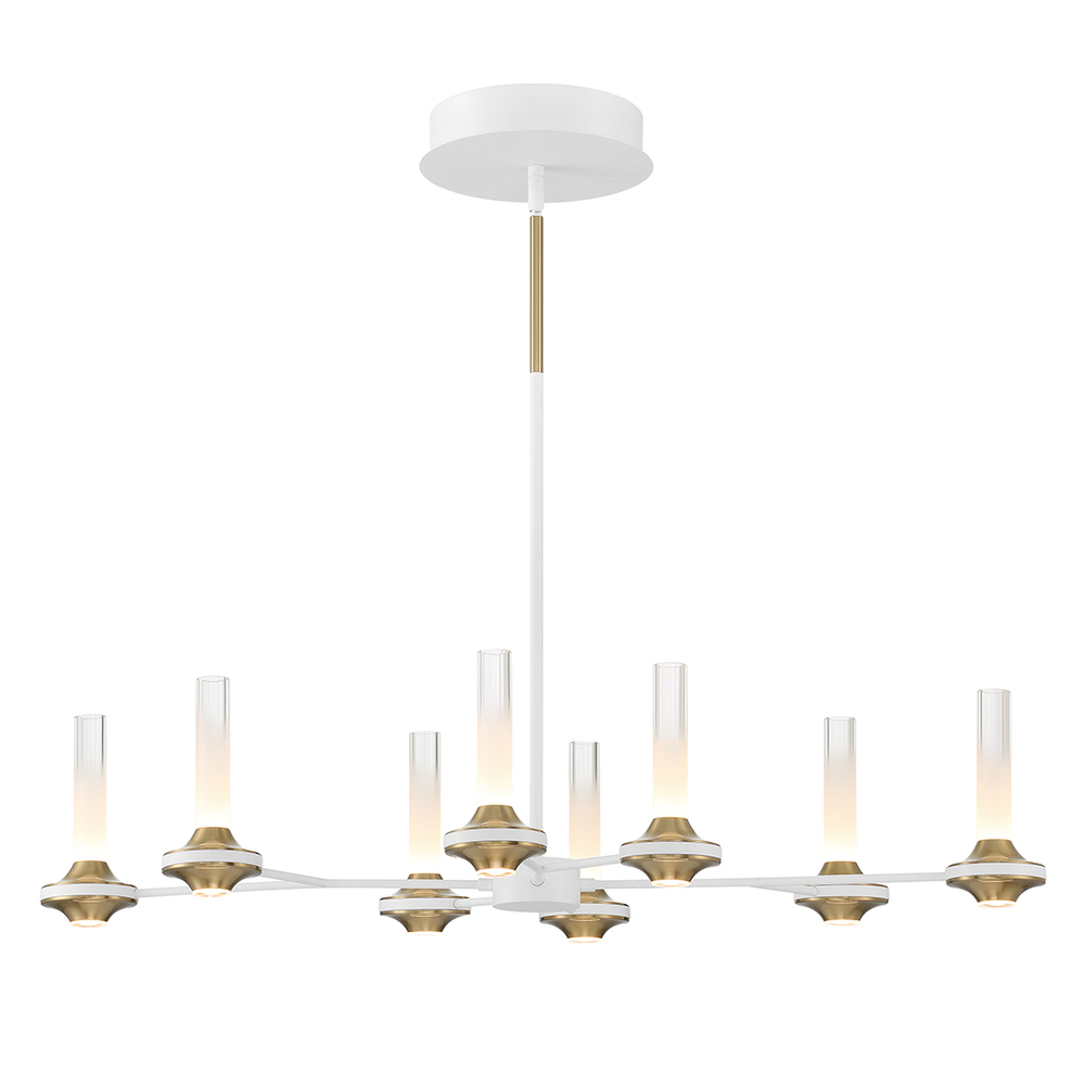 Torcia 16 Light Chandelier in White and Brass