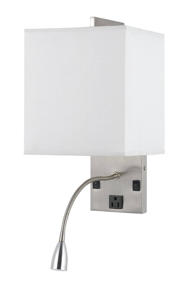 60W Metal Wall Lamp With Rocker Switch And 1W LED Gooseneck Reading Light