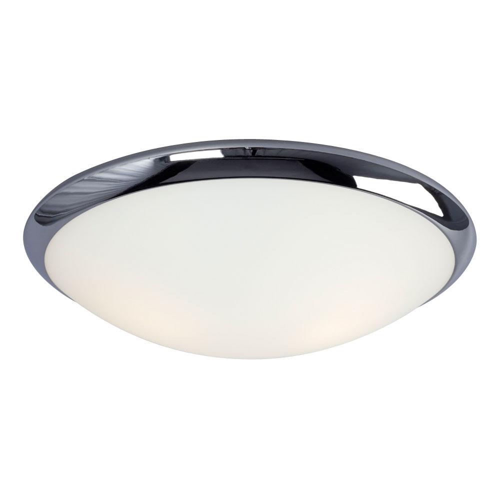 LED Flush Mount Ceiling Light - in Polished Chrome finish with Satin White Glass