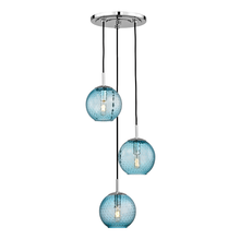 Hudson Valley 2033-PC-BL - 3 LIGHT PENDANT WITH BLUE GLASS