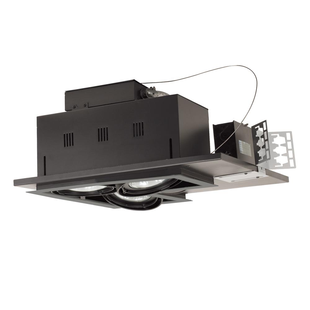 3-Light Double Gimbal Linear Recessed Line Voltage Fixture.