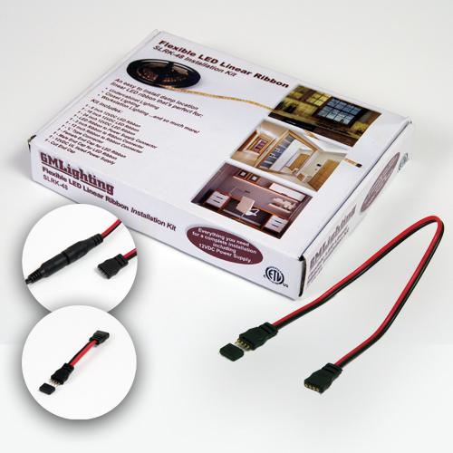 12VDC damp location SLR LED Linear Ribbon Kit with connectors and power supply