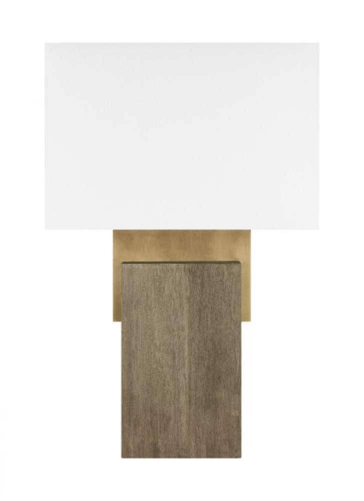 The Slab Large 1-Light Damp Rated Dimmable Table Lamp in Natural Brass