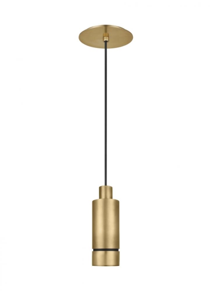 Modern Sottile dimmable LED Small Ceiling Pendant Light in a Natural Brass/Gold Colored finish