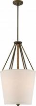 Nuvo 60/5899 - Seneca - 3 Light 17'' Pendant with Beige Linen Fabric Shade - Aged Bronze Finish with Rope