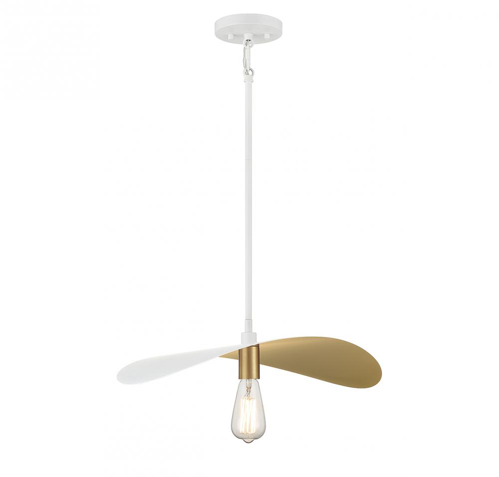 1-Light Pendant in White and Painted Gold