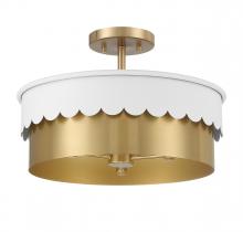 Savoy House Meridian M60072WHNB - 3-Light Ceiling Light in White and Natural Brass