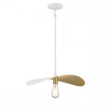 Savoy House Meridian M7031WHNB - 1-Light Pendant in White and Painted Gold