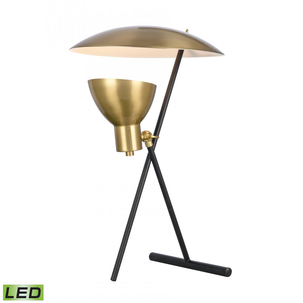Wyman Square 19'' High 1-Light Desk Lamp - Satin Gold - Includes LED Bulb